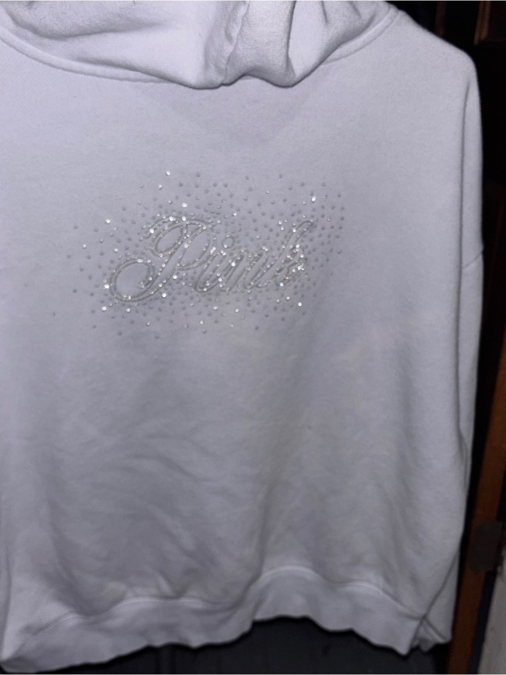 Victoria's Secret White Rhinestone Logo Crewneck Sweater